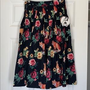Hell Bunny woodland print circle skirt sz SM BNWT
